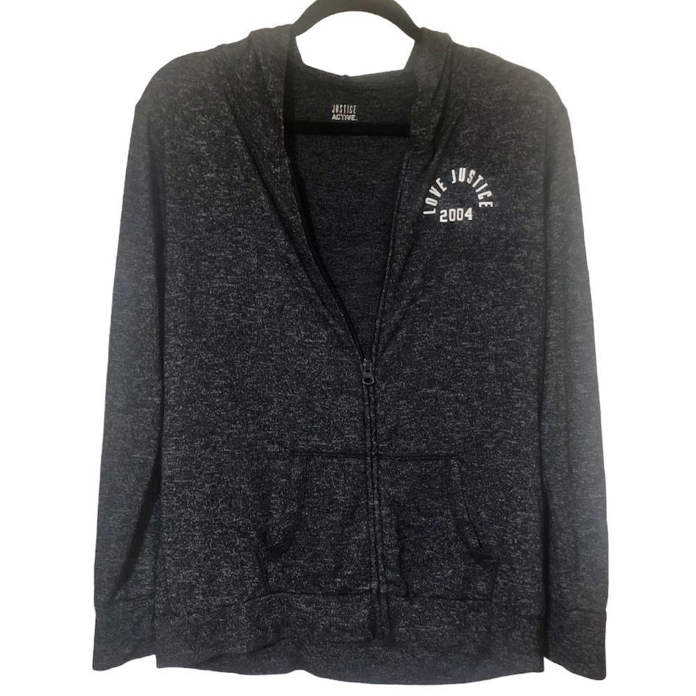 Justice Active Dark Grey Zip Hoodie Girls 14-16